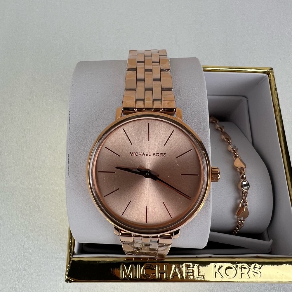 (No battery)Michael Kors Women's Mini Pyper Rose Gold-Tone 32mm Watch /Bracelet - Picture 3 of 6